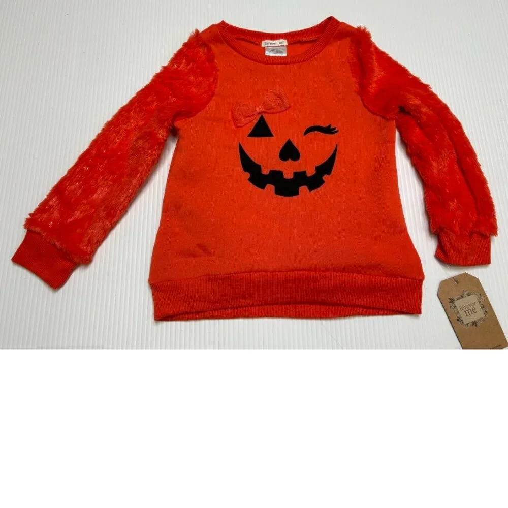 Pumpkin Halloween Shirt, Leggings, Headpiece 4T Black Orange 3 Piece Set Girls
